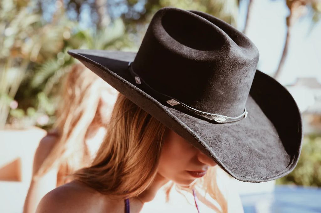 NEW!! The "Dolly" Faux Suede Cowboy Hat in Black | Glitzy Bella