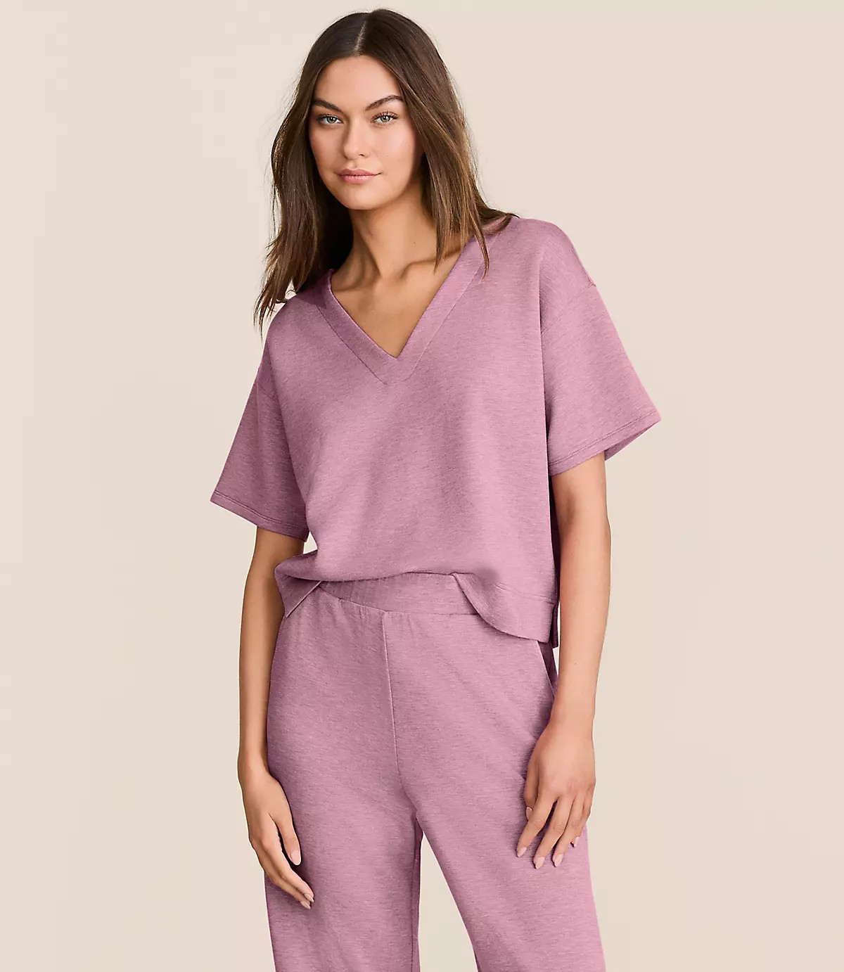 Lou & Grey Heathered Scubasoft Dolman V-Neck Tee | LOFT