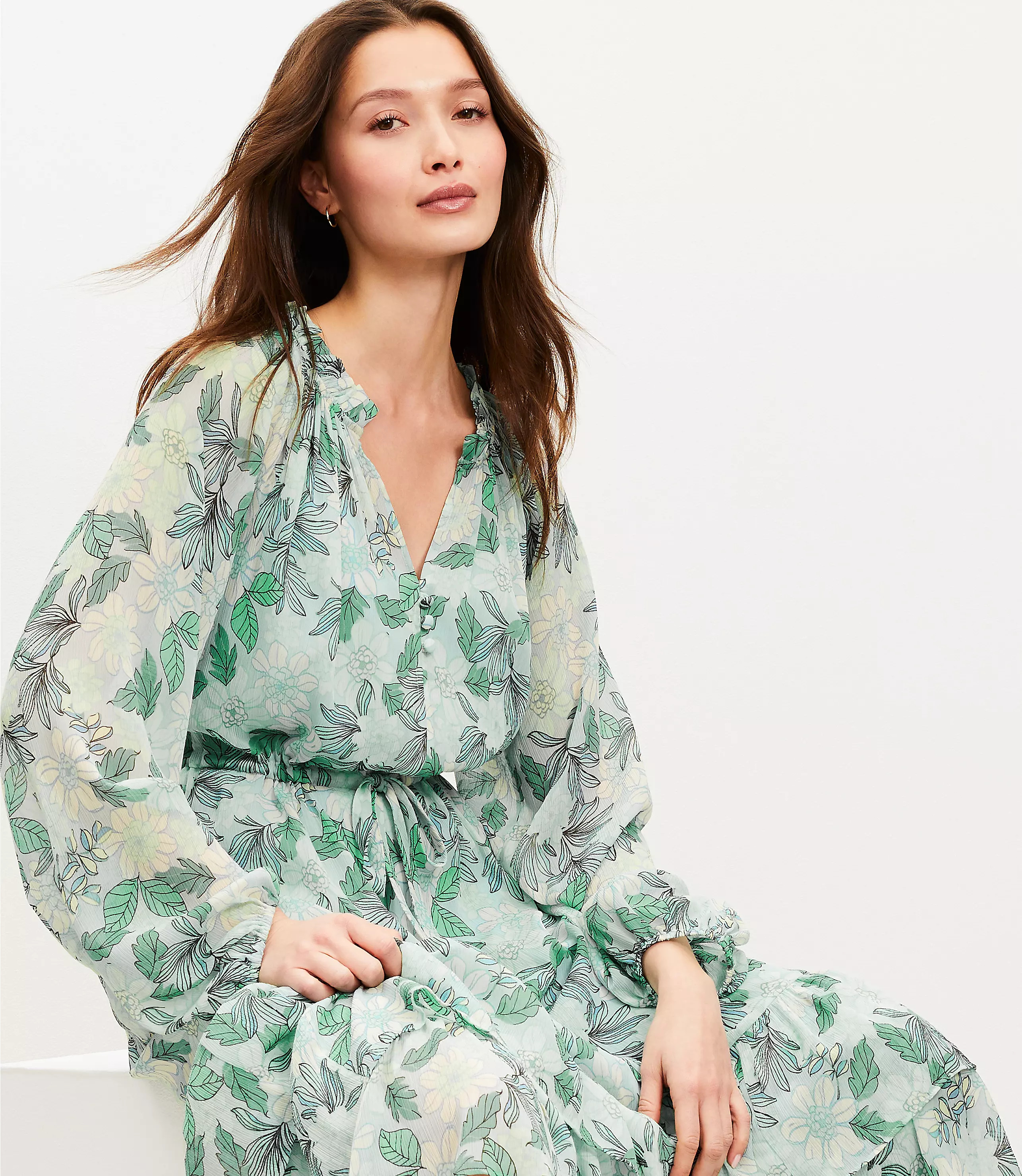 Gardenia Ruffle Maxi Dress | LOFT