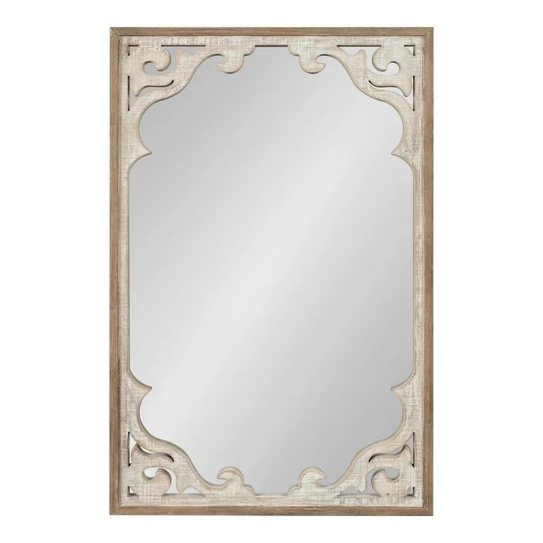 Kate and Laurel Shovali Rustic Rectangular Mirror, 22 x 34, Rustic Brown and White, Ornate Wood-C... | Walmart (US)