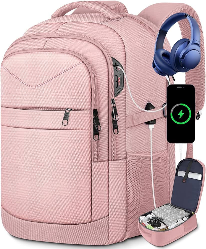 Lapsouno Large Backpack, Carry on Backpack for Women, TSA Extra Large 17.3 Inch Travel Laptop Bac... | Amazon (US)