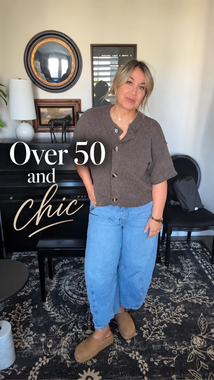 Easy everyday style for women over 50 🤎 This soft knit cardigan, barrel-leg jeans and cozy clogs make such a comfortable fall outfit without feeling frumpy

fashion over 50 • women over 50 style • midsize fashion • barrel leg jeans outfit • fall outfit over 50 • casual fall outfit • cardigan outfit ideas • everyday style for women • comfortable fall fashion • midsize fall outfit • over 50 outfit inspiration