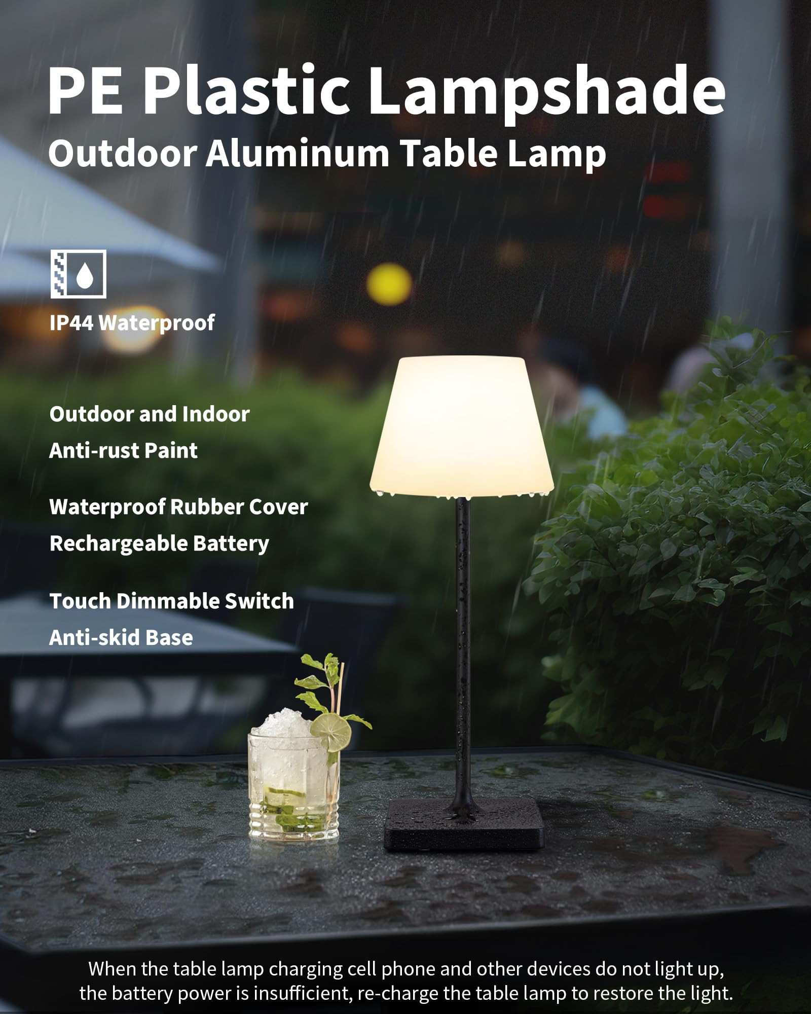 Outdoor Waterproof Cordless Table Lamp, 4000mAh Portable Rechargeable Battery Powered Dimmable LE... | Amazon (US)