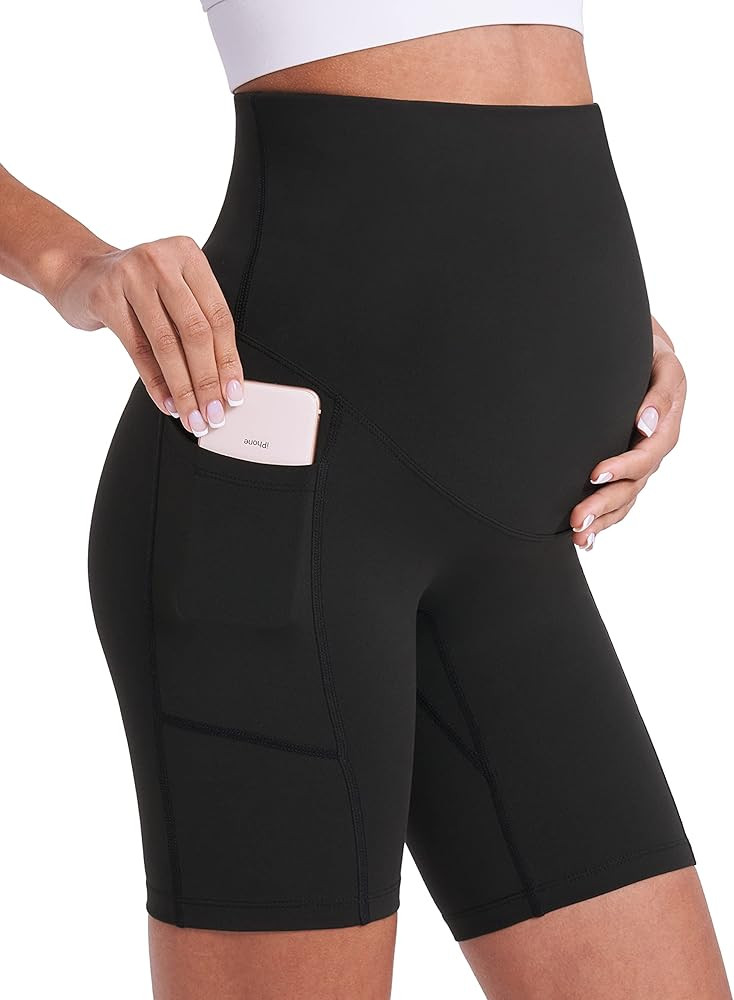 Women's Maternity Yoga Shorts Over The Belly Comfy Biker Workout Active Pregnancy Gym Short Pants... | Amazon (US)