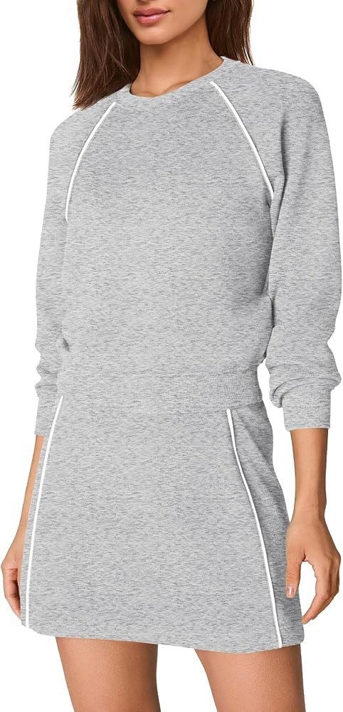 Nirovien Womens 2 Piece Workout Sets Athletic Skort Sets Active Tennis Outfits Crewneck Sweatshir... | Amazon (US)