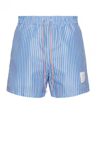 Thom Browne Pinstripe Swim Short in Medium Blue | FWRD | FWRD 