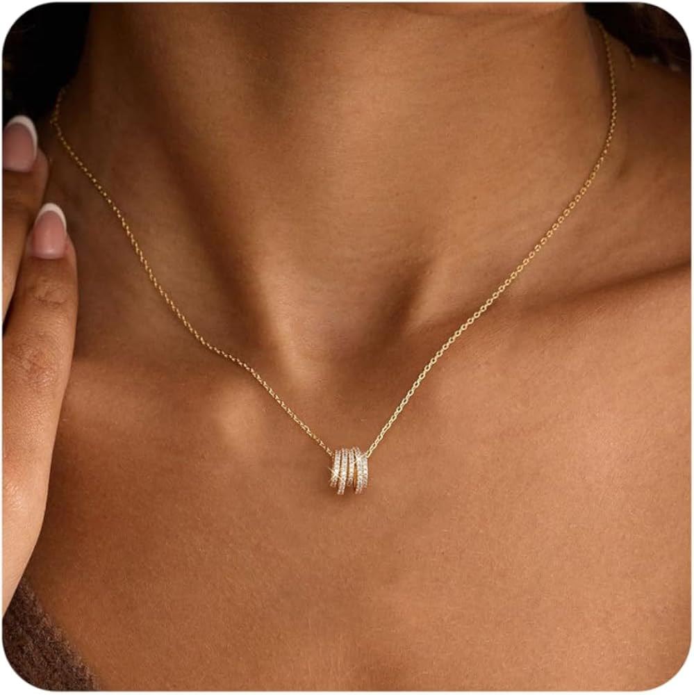 Gold Necklace for Women, Dainty 14K Gold Plated Pendant Necklaces for Women Trendy Simple Choker ... | Amazon (US)