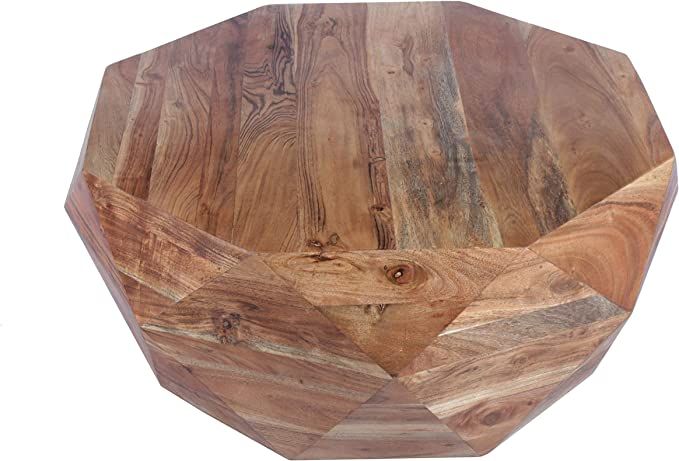 The Urban Port Diamond Shape Acacia Wood Coffee Table with Smooth Top, Natural Brown | Amazon (US)