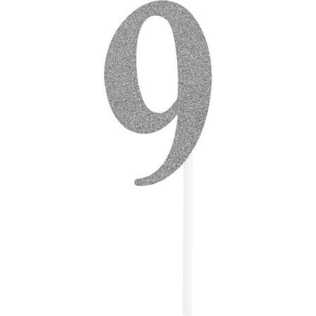 Creative Converting Number 9 Silver Glitter Cake Topper | Walmart (US)