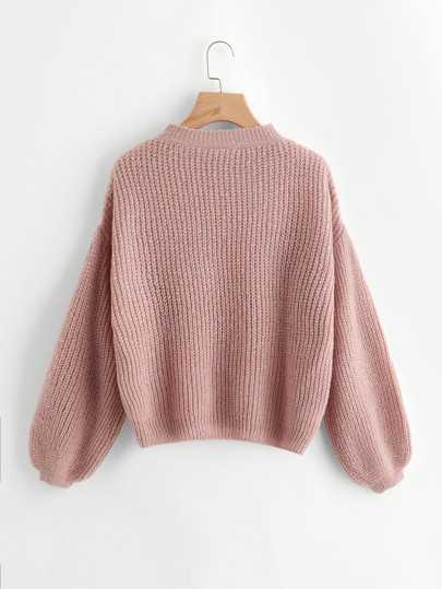 SHEIN Drop Shoulder Lantern Sleeve Jumper | SHEIN