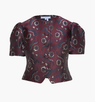 The Mallorie Top - Burgundy Baroque Jacquard | Hill House Home US