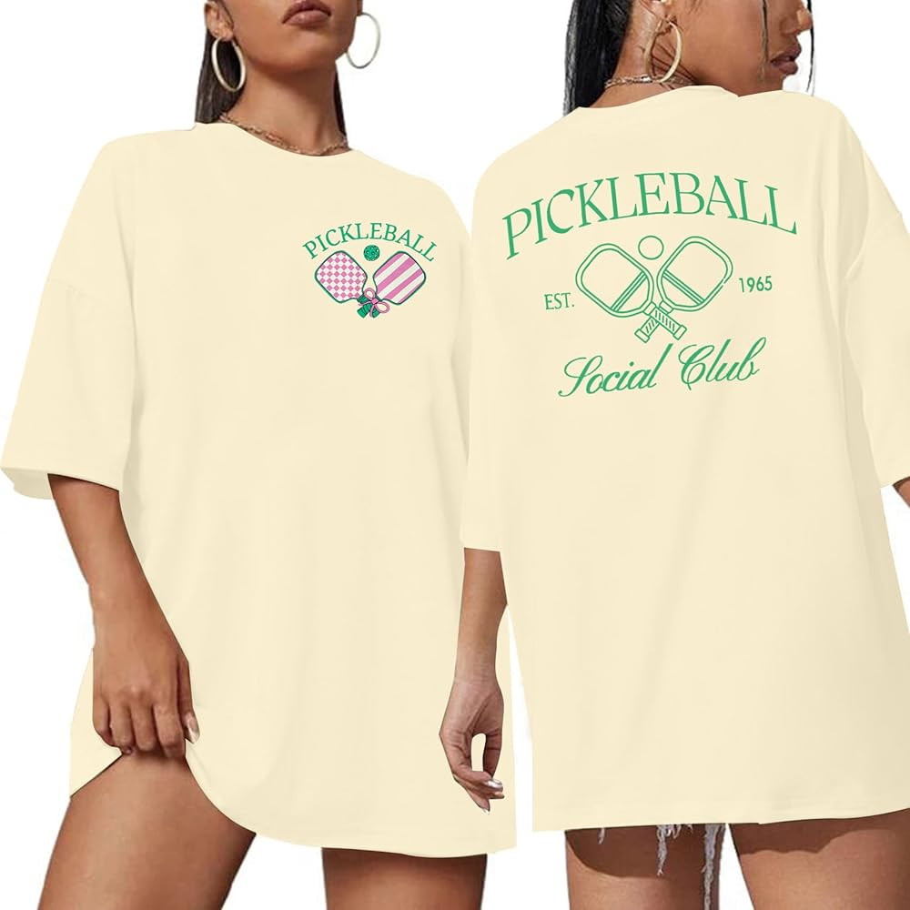 Pickleball Shirt Women Funny Oversized Pickleball Team Graphic T-Shirt Baseball Fan Tee Short Sle... | Amazon (US)