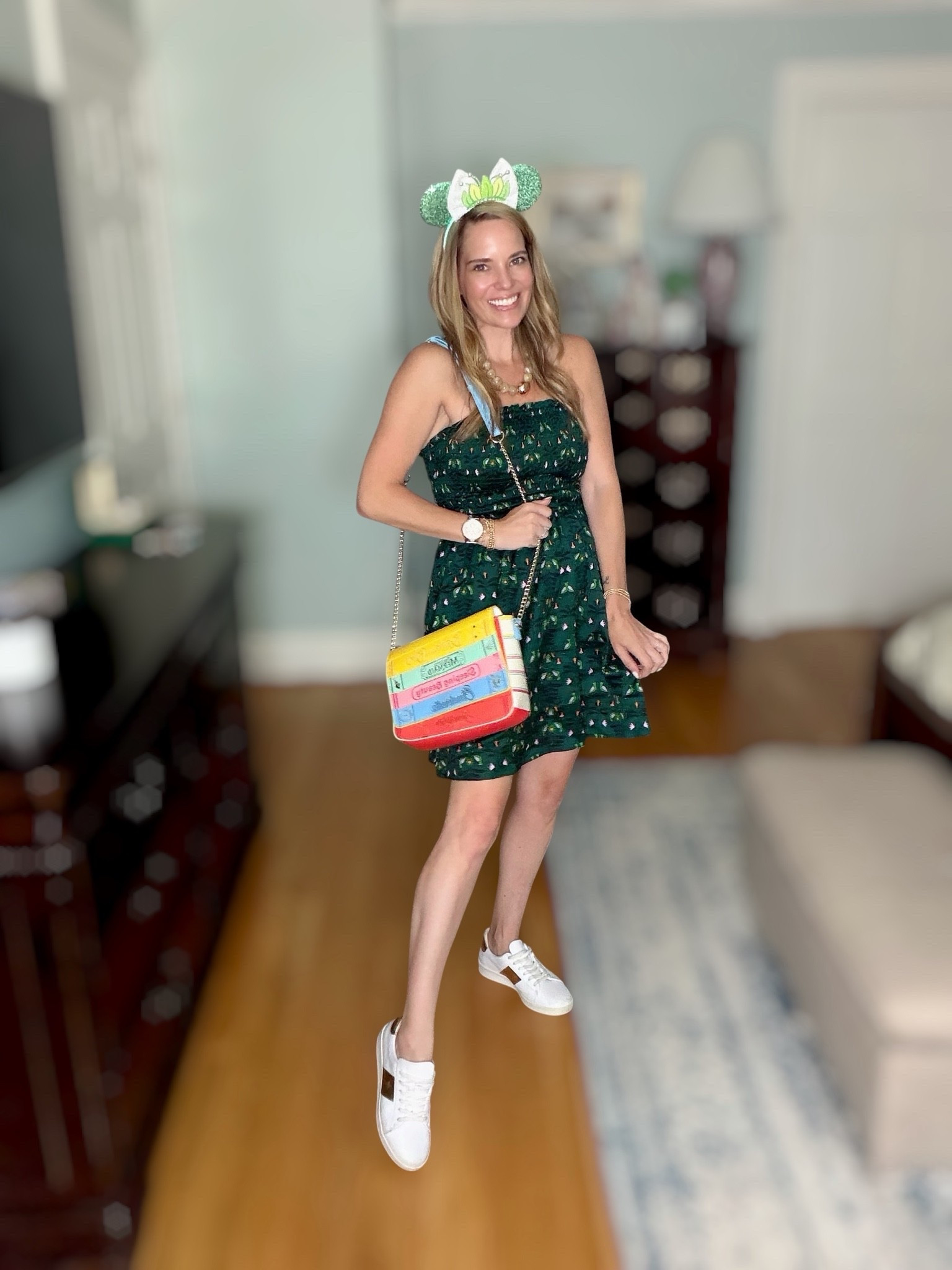 Princess Tiana Disney Parks Outfit 💚👑

Ready to add a little bayou magic to your next Disney day! ✨ I styled this comfy smocked green dress with Princess Tiana ears, my favorite storybook crossbody, and white sneakers for a park outfit that’s cute, comfortable, and perfect for a full day of walking. Whether you’re meeting Tiana, hopping between parks, or grabbing beignets, this look is equal parts magical and practical!

Disney outfit inspiration, Princess Tiana outfit, Disney parks style, Disneybound, green dress outfit, Disney World fashion, Disneyland outfit, comfortable park outfit, Disney accessories, Loungefly crossbody, Disney ears, cute vacation style, family vacation outfit, magical Disney look.

#LTKTravel #LTKmomlife #LTKSeasonal