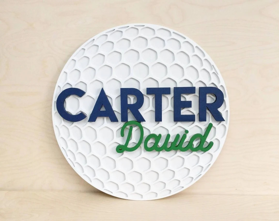 Golf Ball Wooden Name Sign | 12" 18" 24" 30" | Sports Baby Name Sign | Nursery Name Sign | Nurser... | Etsy (US)