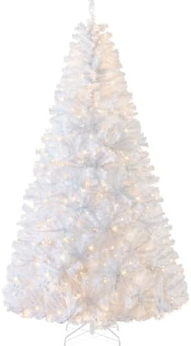 Best Choice Products White Christmas Tree 7.5ft Pre-Lit Artificial Pine Tree Premium Holiday Deco... | Amazon (US)