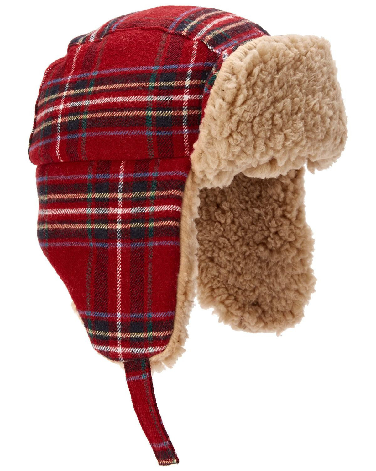 Red Baby Plaid Fuzzy Trapper Hat | carters.com | Carter's