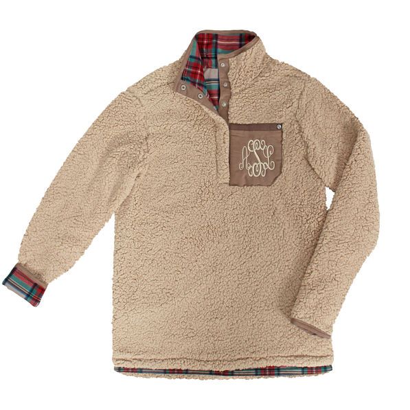 Monogrammed Reversible Sherpa Pullover | Marleylilly