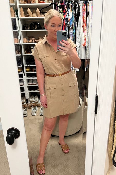Perfect summer travel shirt dress. I added my own belt. Comes with tie belt. Sized up to a M for a bit of length and room in shoulders. 

#LTKOver40 #LTKTravel #LTKSeasonal