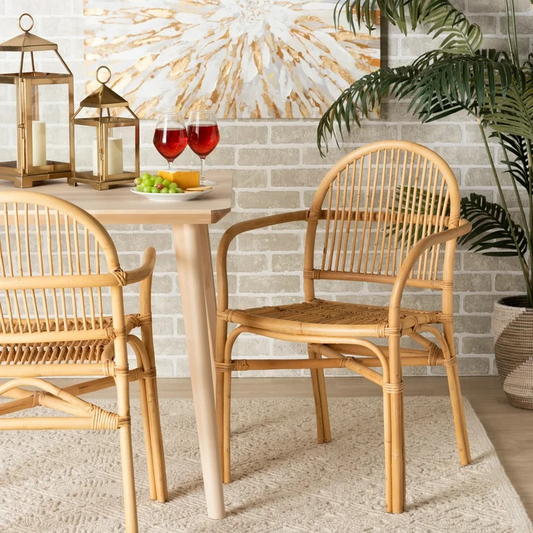 Baxton Studio Tugera Modern Bohemian Natural Brown Rattan Dining Chair - Walmart.com | Walmart (US)