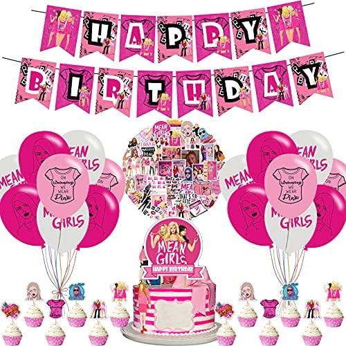 Mean Girls Party Decorations Set, Funny Cartoon Mean Girls Theme Birthday Supplies Trendy Mean Girls | Amazon (US)