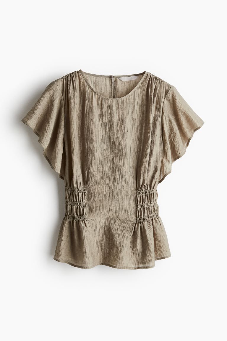 Textured-weave Blouse - Beige - Ladies | H&M US | H&M (US + CA)