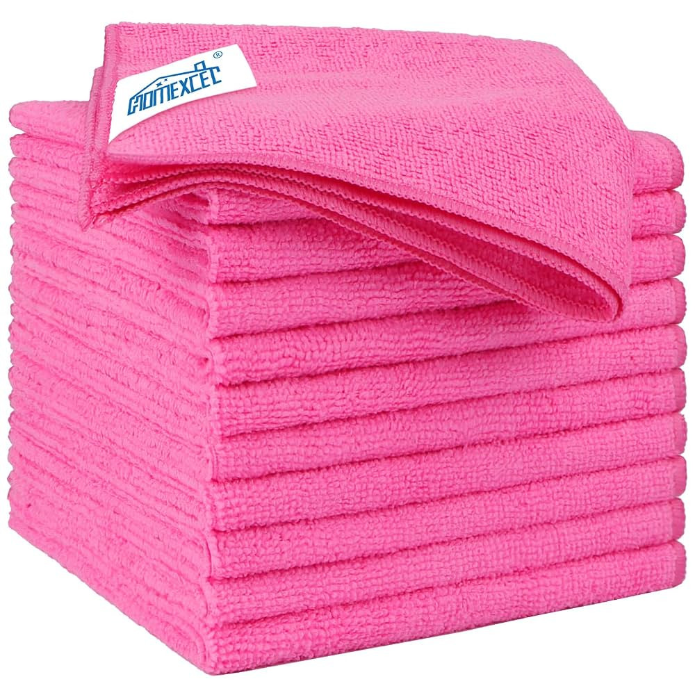 HOMEXCEL Pink Microfiber Cleaning Cloth 12 Pack, 12.5 x 12.5 inch Microfiber Towels for Cars, Ult... | Amazon (US)