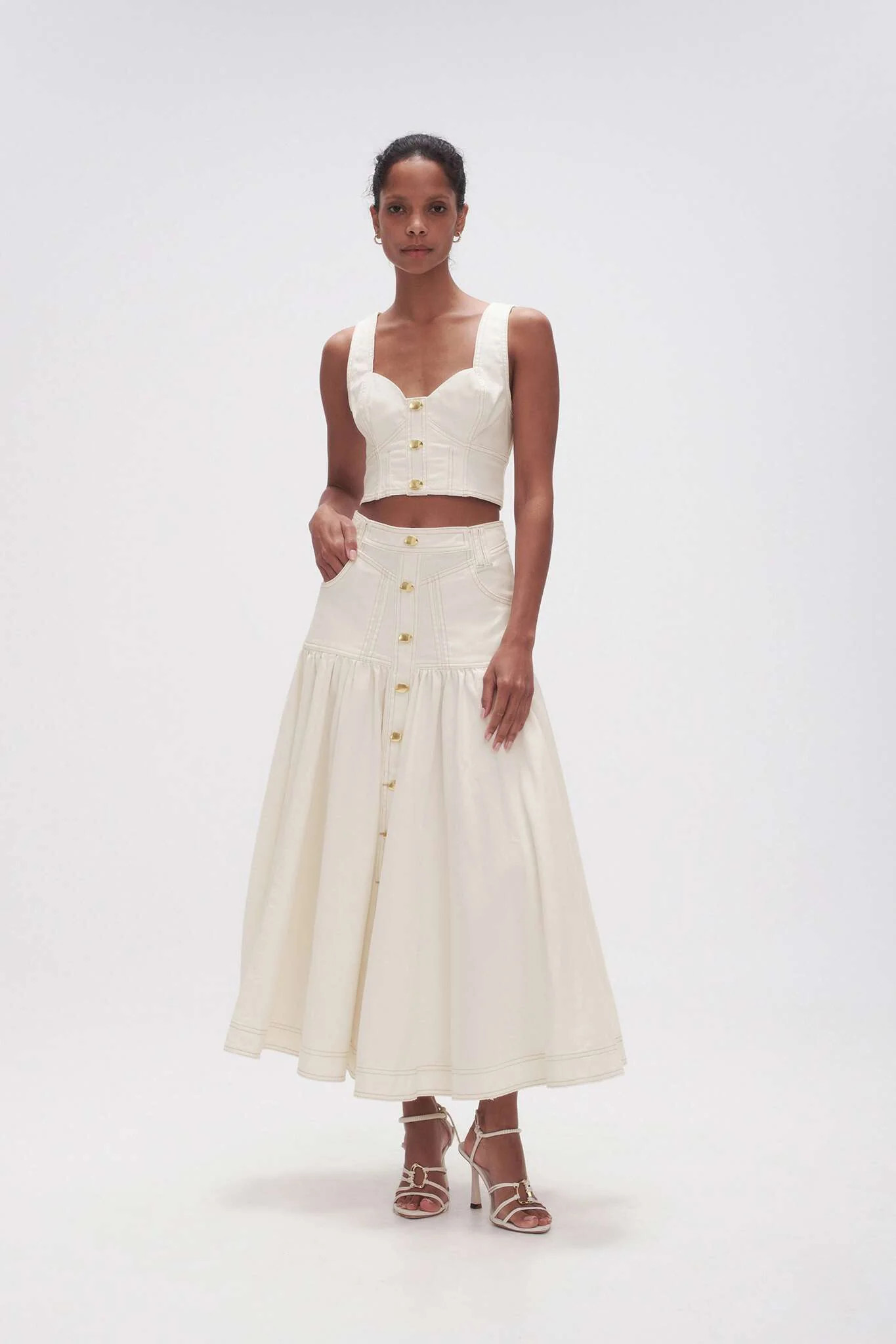 Elena Denim Cropped Bustier | aje. (US, UK, Europe, ROW)