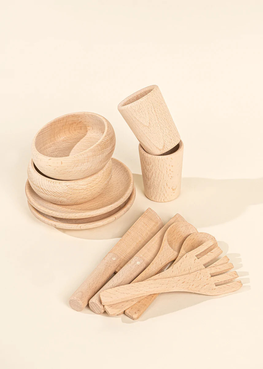 Wooden Dinnerware Playset (12 Pcs) | Coco Village