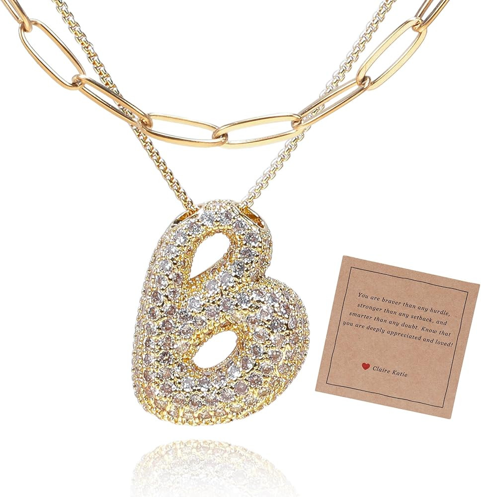 Bubble Letter Initial Pendant Necklace Gold A-Z Balloon Bubble Letter Necklace Women Girls Gift C... | Amazon (US)