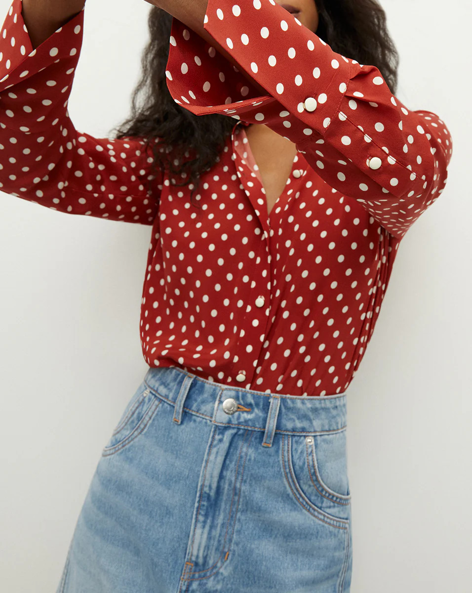 Monique Polka-Dot Top in Brick Red/Ecru | Veronica Beard | Veronica Beard