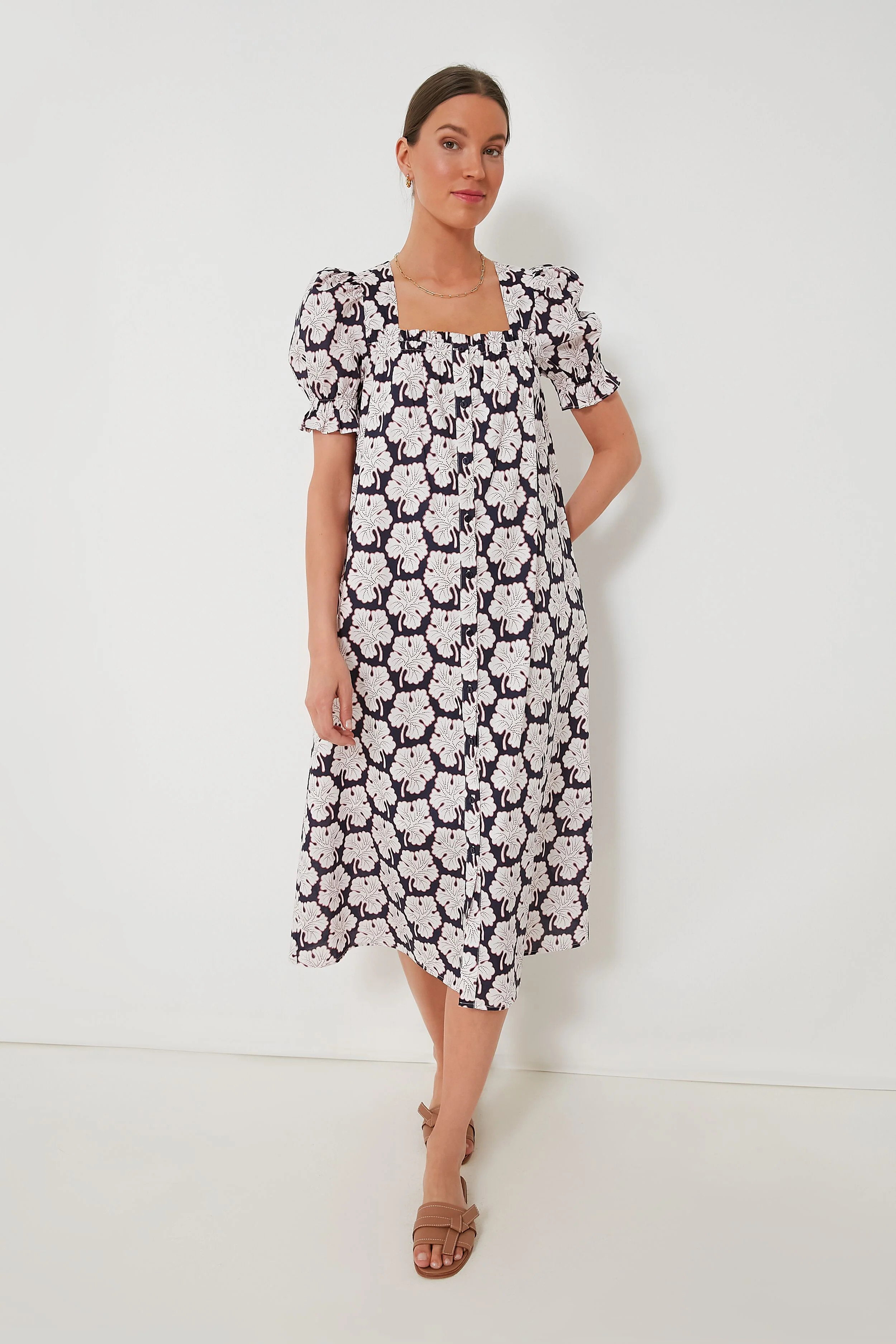 Navy Floral Eden Day Midi Dress | Tuckernuck (US)