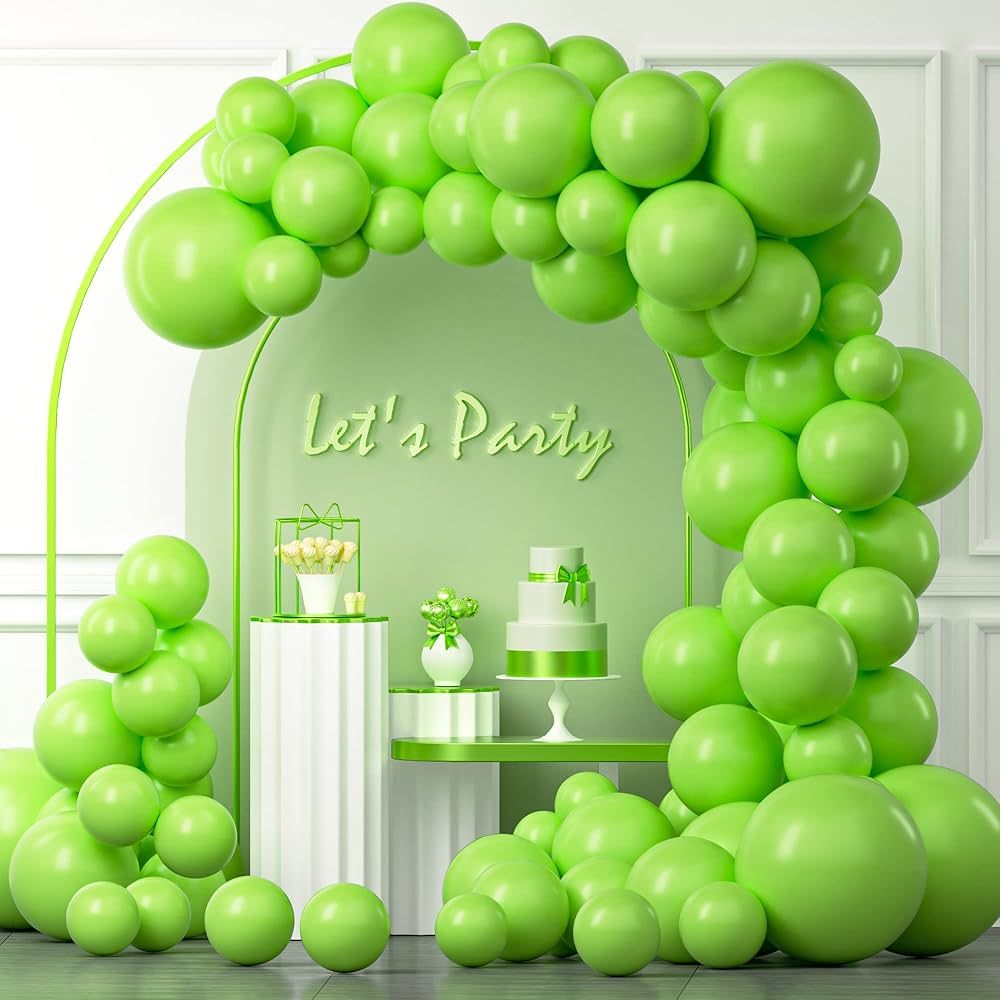 YAOWKY Lime Green Balloons Garland Arch Kit, 100PCS 18In 12In 10In 5In Lime Green Latex Balloons ... | Amazon (US)