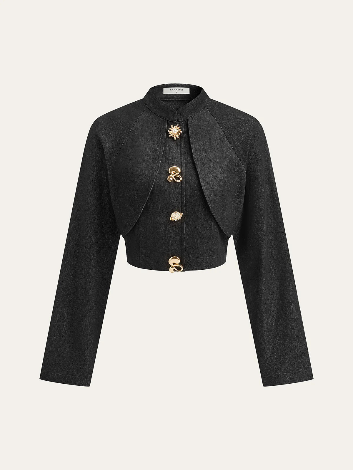 Metal Detail Cropped Denim Jacket | Commense