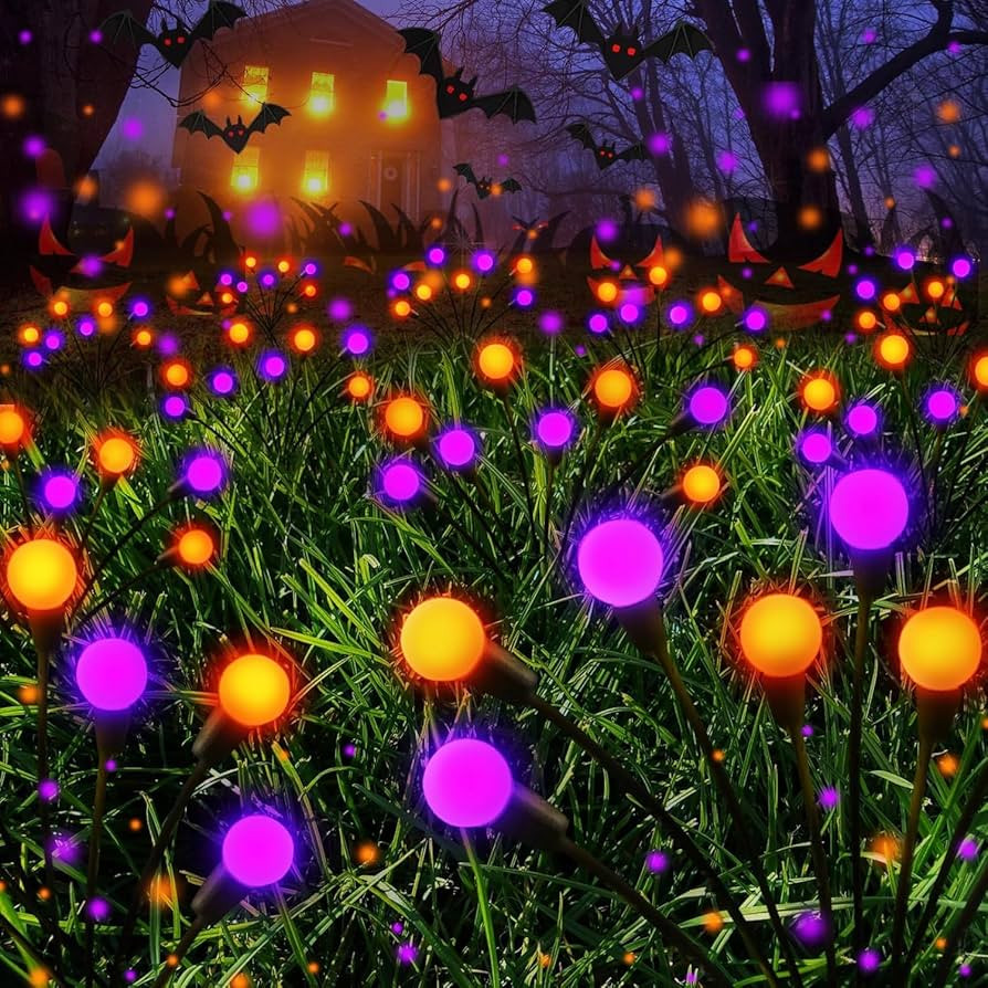 Albelt Upgrade Outdoor Halloween Decorations, 6-Pack Swaying Firefly Solar Lights (Orange and Pur... | Amazon (US)