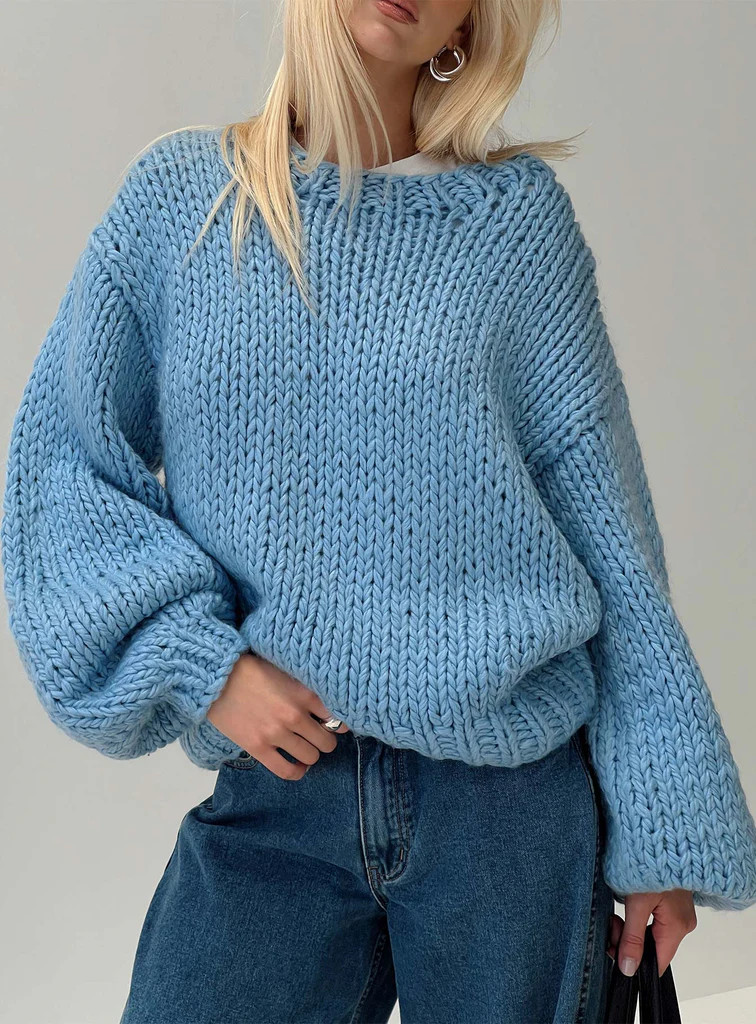 Arrowtown Hand Knit Sweater Blue | Princess Polly US