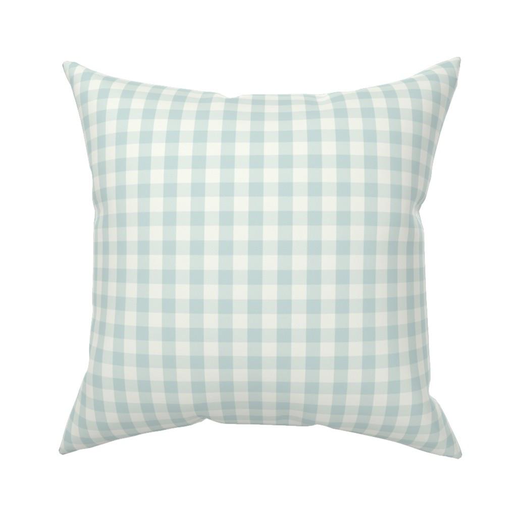 Throw Pillow in Cottagecore Grandmillennial Gingham Check Classic Plaid Seaglass Blue White | Spoonflower