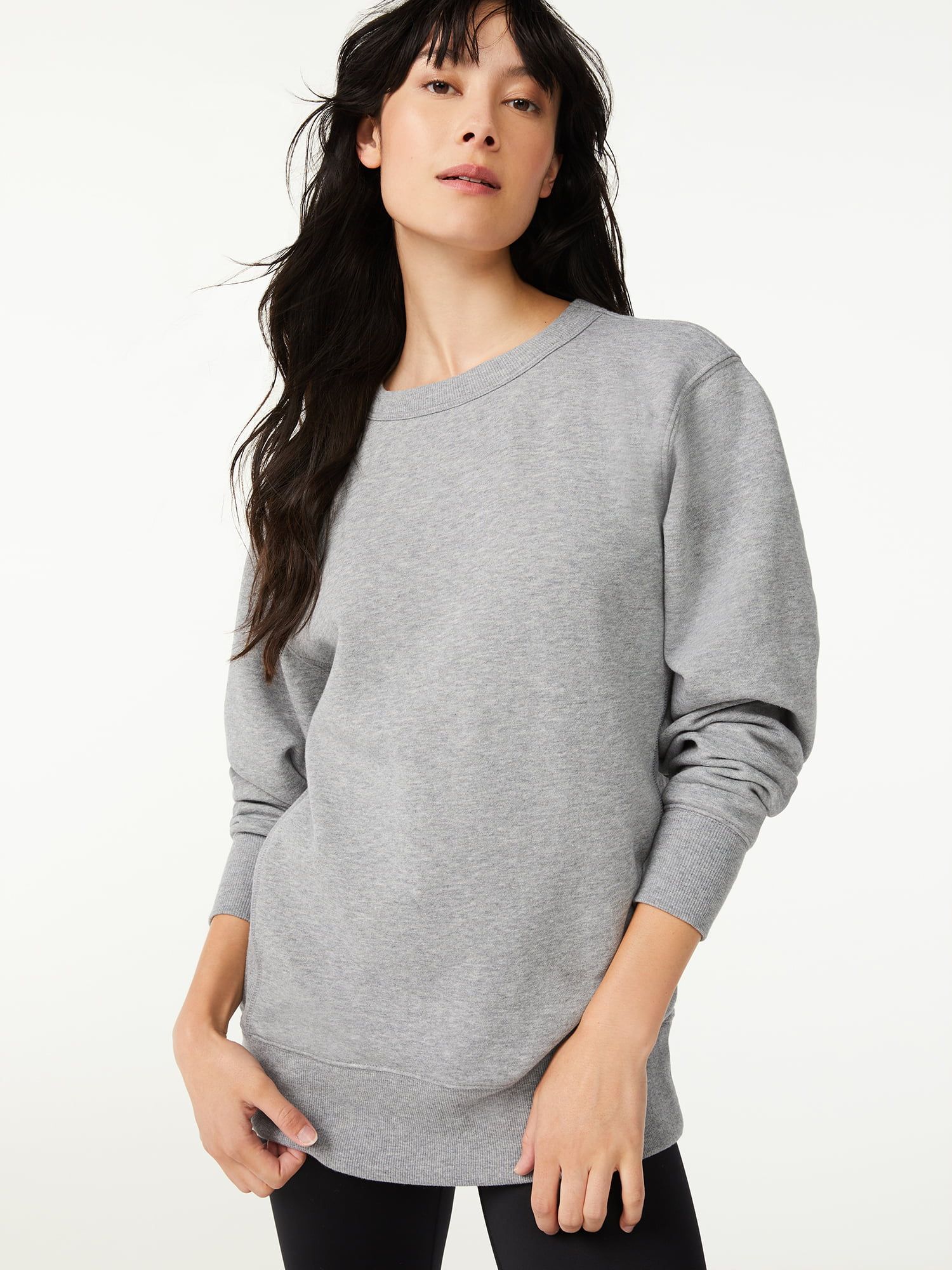 Free Assembly Women's Tunic Fleece Sweatshirt with Long Sleeves | Walmart (US)