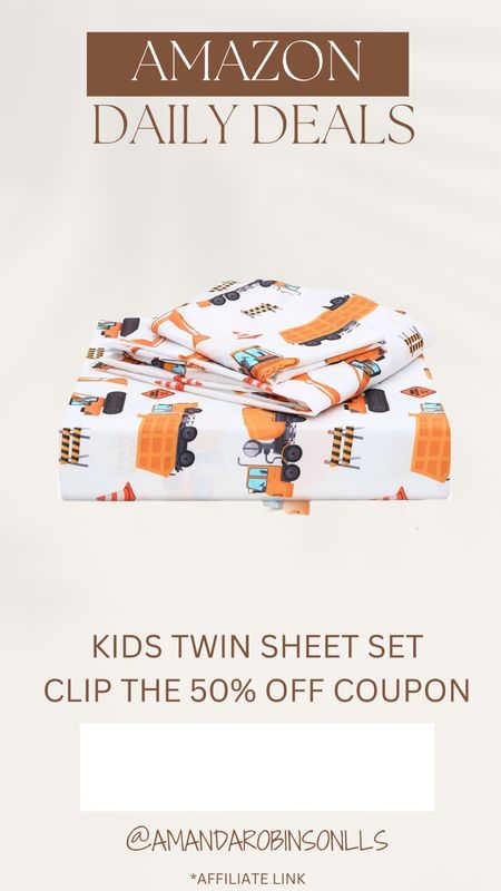 Amazon Daily Deals
Twin construction sheets 

#LTKKids #LTKSaleAlert #LTKHome