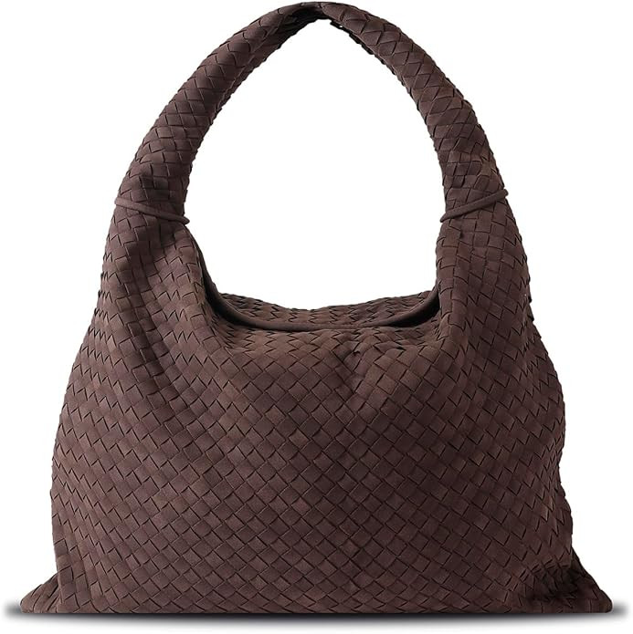 Vegan Leather Woven Tote, Vintage Suede Hobo, Suede Woven Purse, Large Leather Shoulder Bag Braid... | Amazon (US)