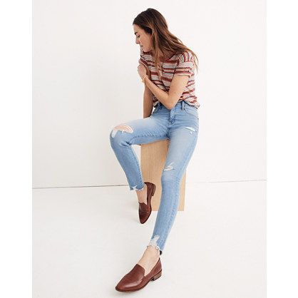 9" High-Rise Skinny Jeans in Ontario Wash: Distressed-Hem Edition | Madewell