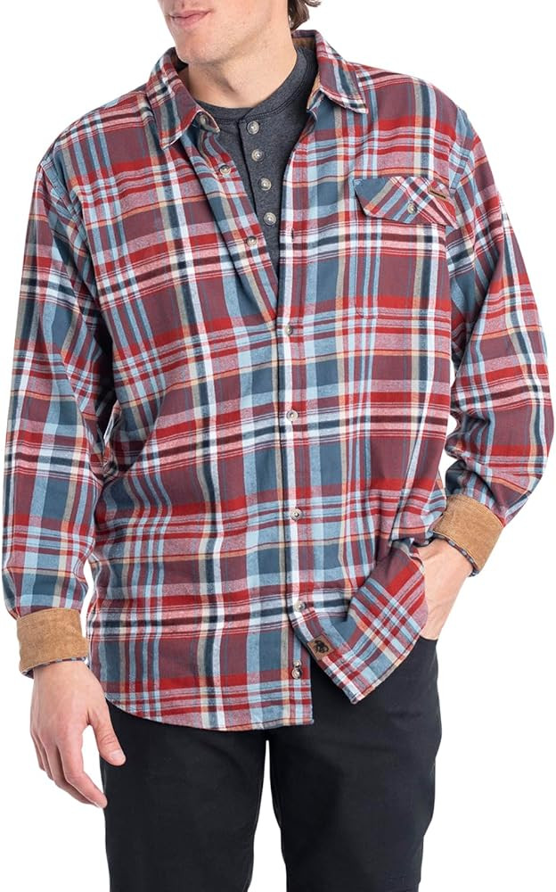 Legendary Whitetails Men's Buck Camp Flannel, Long Sleeve Plaid Button Down Casual Shirt, Corduro... | Amazon (US)