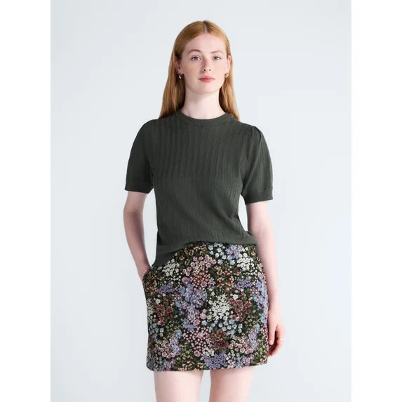 Free Assembly Women’s and Women's Plus Pointelle Sweater with Puff Sleeves, Sizes XS-4X | Walmart (US)