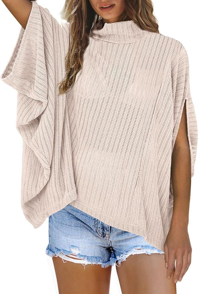 Panadila Womens Oversized Knit Tops Flowy Casual Shirts Dolman Sleeve Mock Neck Blouse Tops Sweat... | Amazon (US)