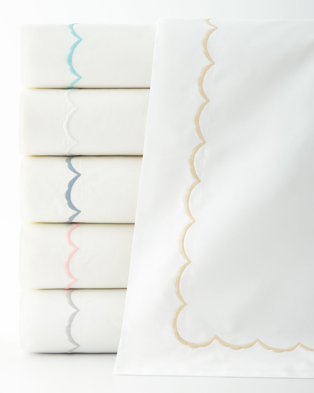Full/Queen Scallops Embroidered Duvet Cover | Neiman Marcus