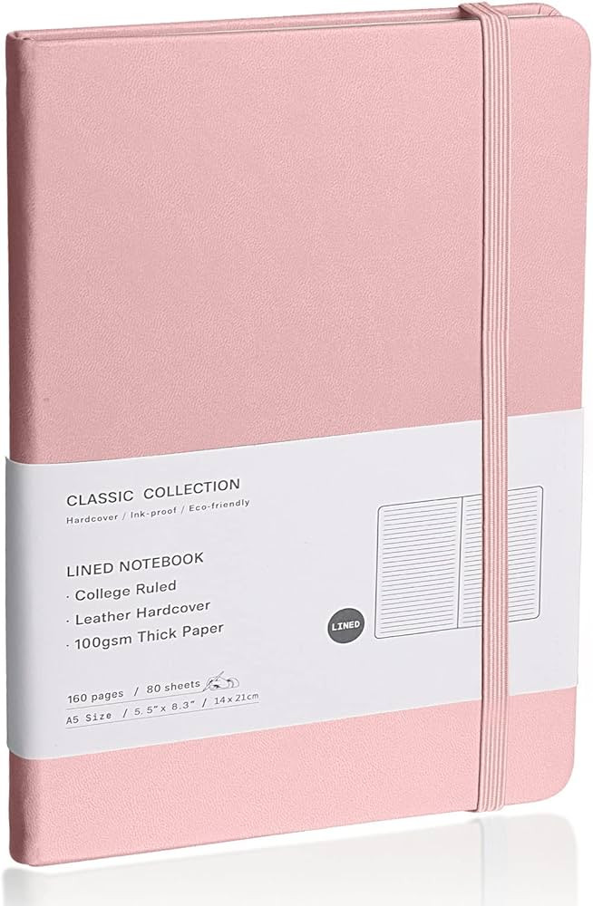 Lined Journal Notebook, (pink), 160 Pages, Medium 5.7 inches x 8 inches - 100 gsm Thick Paper, Ha... | Amazon (US)