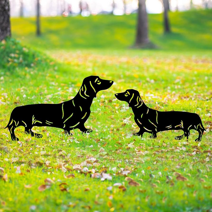 Dachshund Dog Metal Decor for Outside,Garden Stakes Decorative Dog Gifts for Women/Men,Black Silh... | Amazon (US)