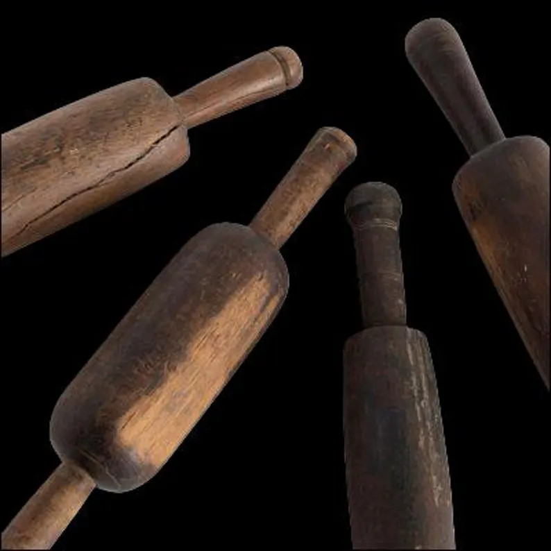 Set of 4 Vintage Wooden Rolling Pins | Rustic Farmhouse Kitchen Decor | Antique Bakery Tools | wo... | Etsy (US)
