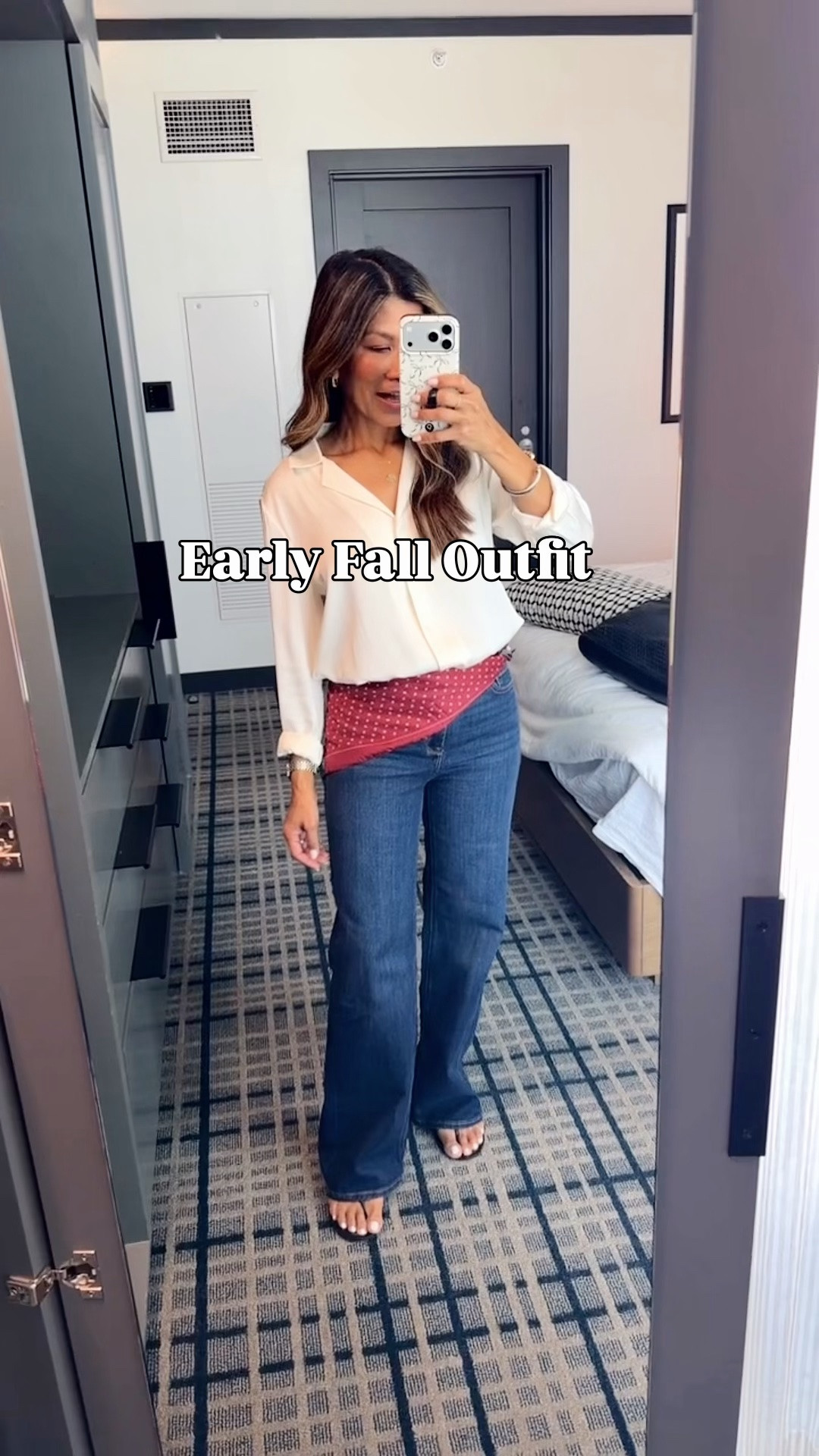 I’m 5’2” 118#ish for reference 
Washable Silk Top in small tts
Jeans fit tts in Midnight Blue- wearing length 30” here; I also have 28” length.
Necklace is the .06 carat
Scarf is linked. 
Sandals fit tts
Work conference, jeans,over 50 style, midlife fashion, petite fashion,midlife women, affordable fashion, fashion over40 
#LTKCon #LTKPetite #LTKOver40

 #LTKmomlife #LTKOver40

#LTKWorkwear #LTKPetite #LTKOver40