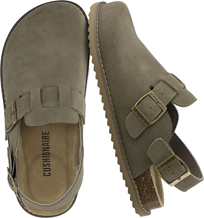 CUSHIONAIRE Brooklyn Suede Womens Slides– Comfortable Clog Mules with Adjustable Buckles – Su... | Amazon (US)