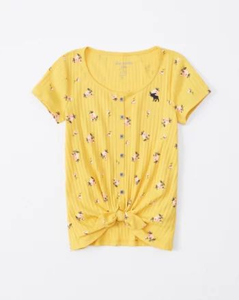 ribbed tie-front top | abercrombie kids US